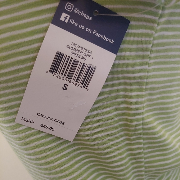 NWT Chaps green and white striped t-shirt - Picture 2 of 4